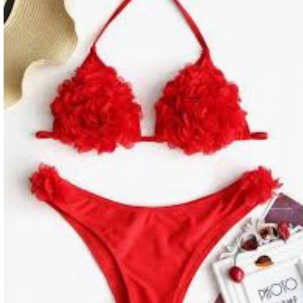 Red Flower Bikini Size Small NWOT
